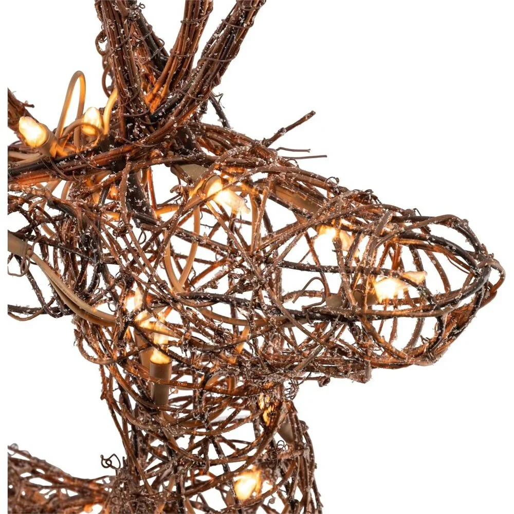 Stunning 35" Outdoor Rattan Reindeer with 50 LED Lights for Christmas Elegance - Picture 8 of 13